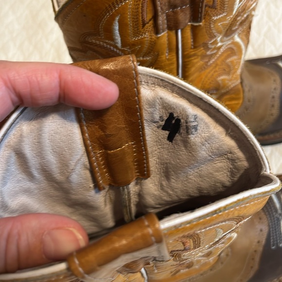 Alejo boots tooled cowboy gaucho boots, leather, brown & tan, made in Mexico, 4 - Picture 10 of 12